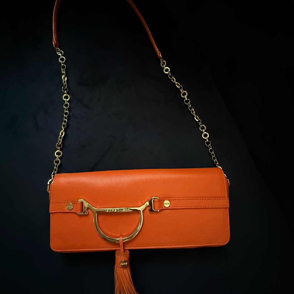 Borbonese Orange Leather Shoulder Bag - image 5